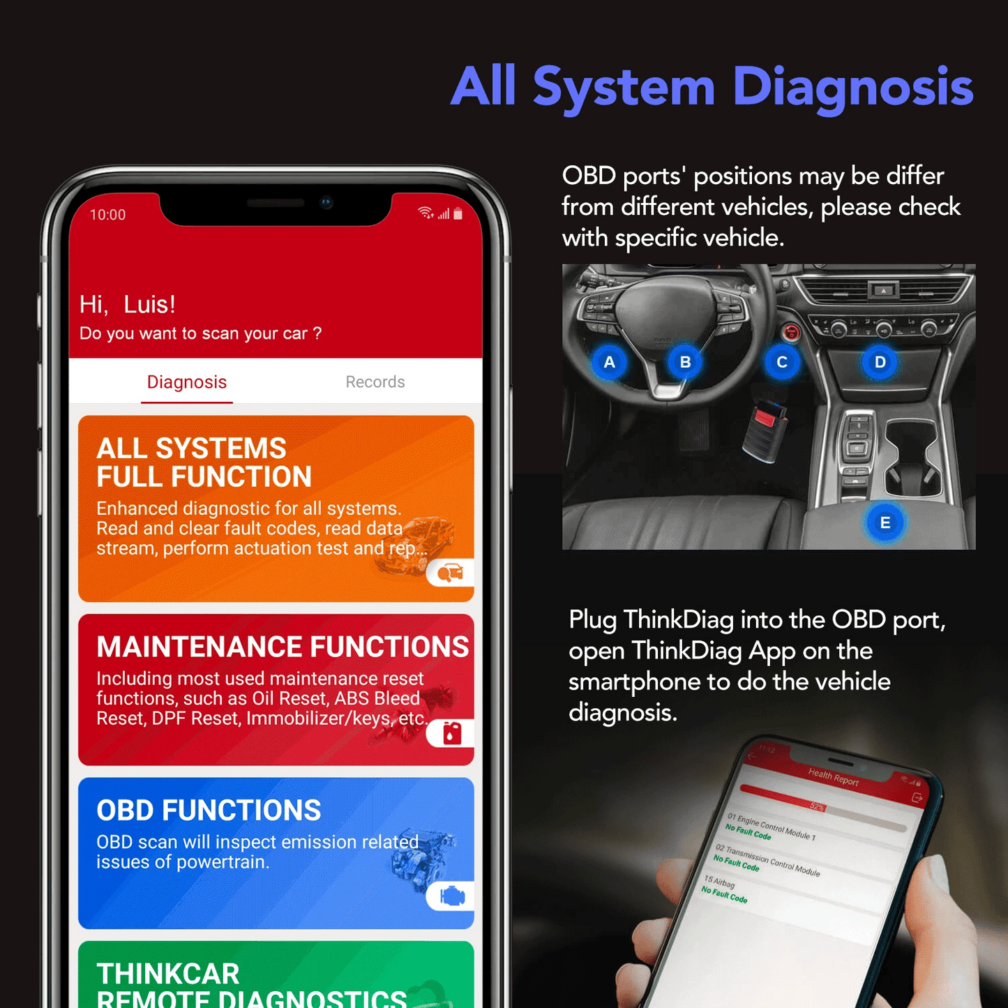 Thinkdiag Hot Version OBD2 Car Diagnostic Tools With Full System 16 reset 1 year free OBD2 Scanner PK X431 iDiag Easydiag 3.0