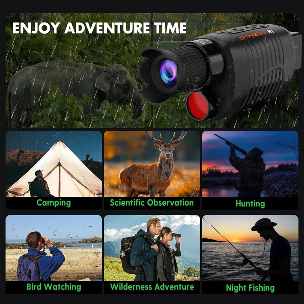 GTGUARD N1 1080P HD Monoculars LCD Screen Day/Night Vision Camera Telescope 300M Full Dark 5X Digital Zoom For Outdoors Hunting