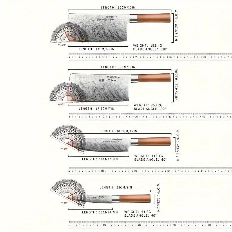 4-Piece Ultra-Sharp Japanese Chef Knife Set-Professional Kitchen Knives for Meat,Bones, and Fruit.Perfect for Commercial kitchen