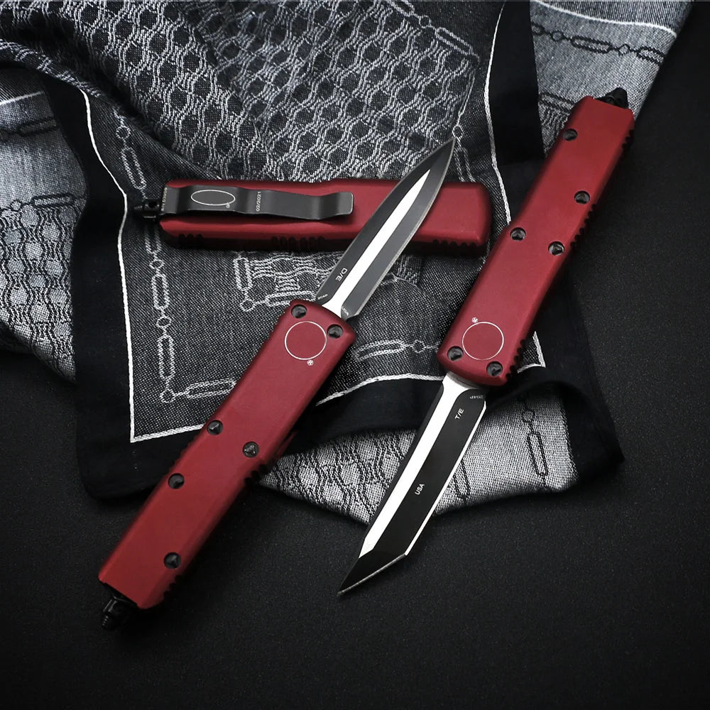 High Quality 7.8" UTX 85 Double-Edged Pocket Knife Aluminum Handle Camping Knives Accessory Knife For Men Gift