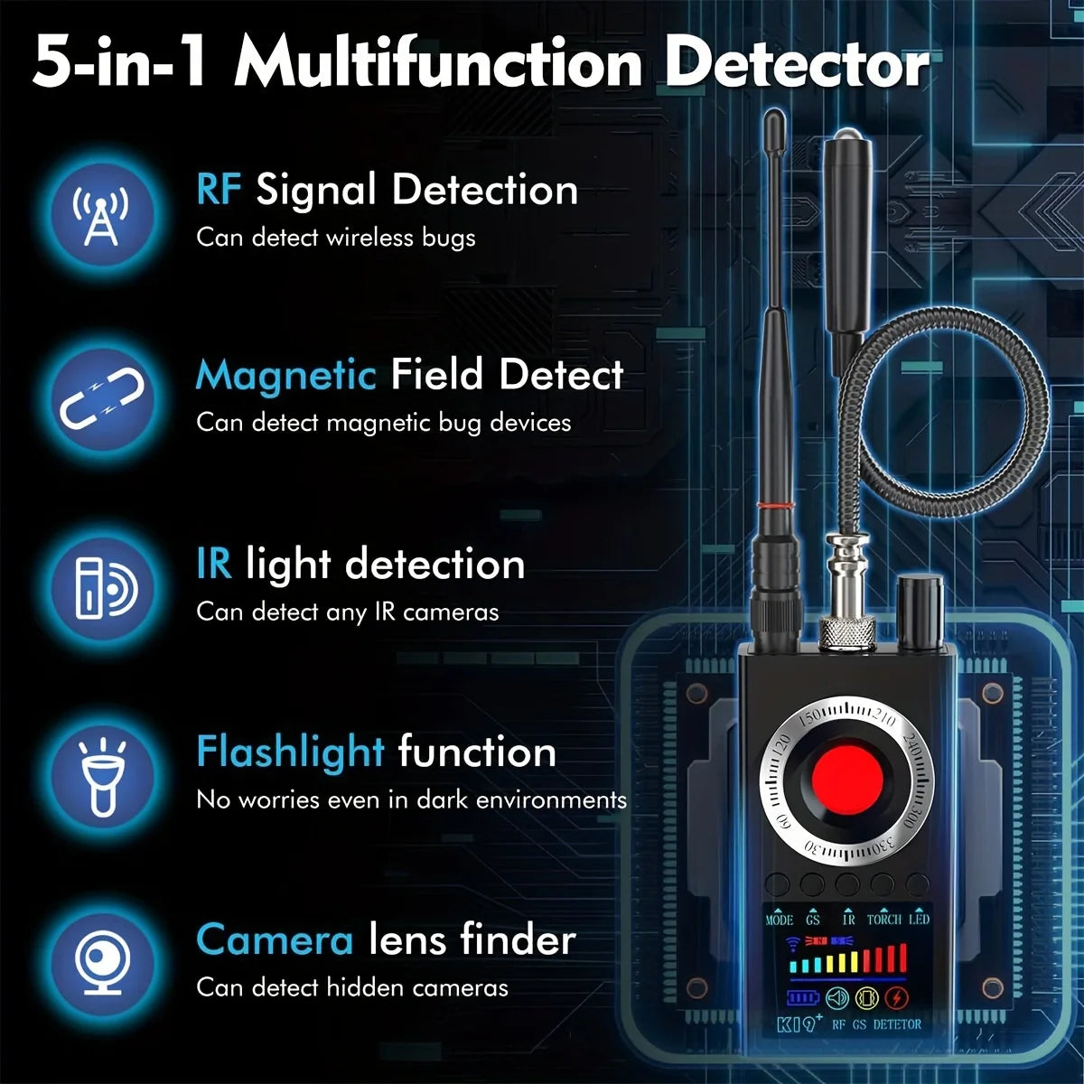 Hidden Camera Detectors Device Detector,Spy Detector,RF/Bug Signal Scanning/IR Mode Detection/Magnetic Field Detection