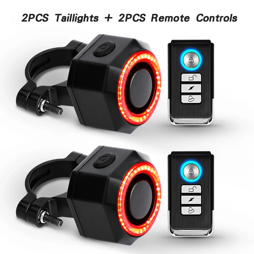 Awapow Bicycle Taillight Alarm Burglar Bike Light USB Charging Smart Auto Brake Sensing Waterproof Anti Theft Smart Bicycle Lamp