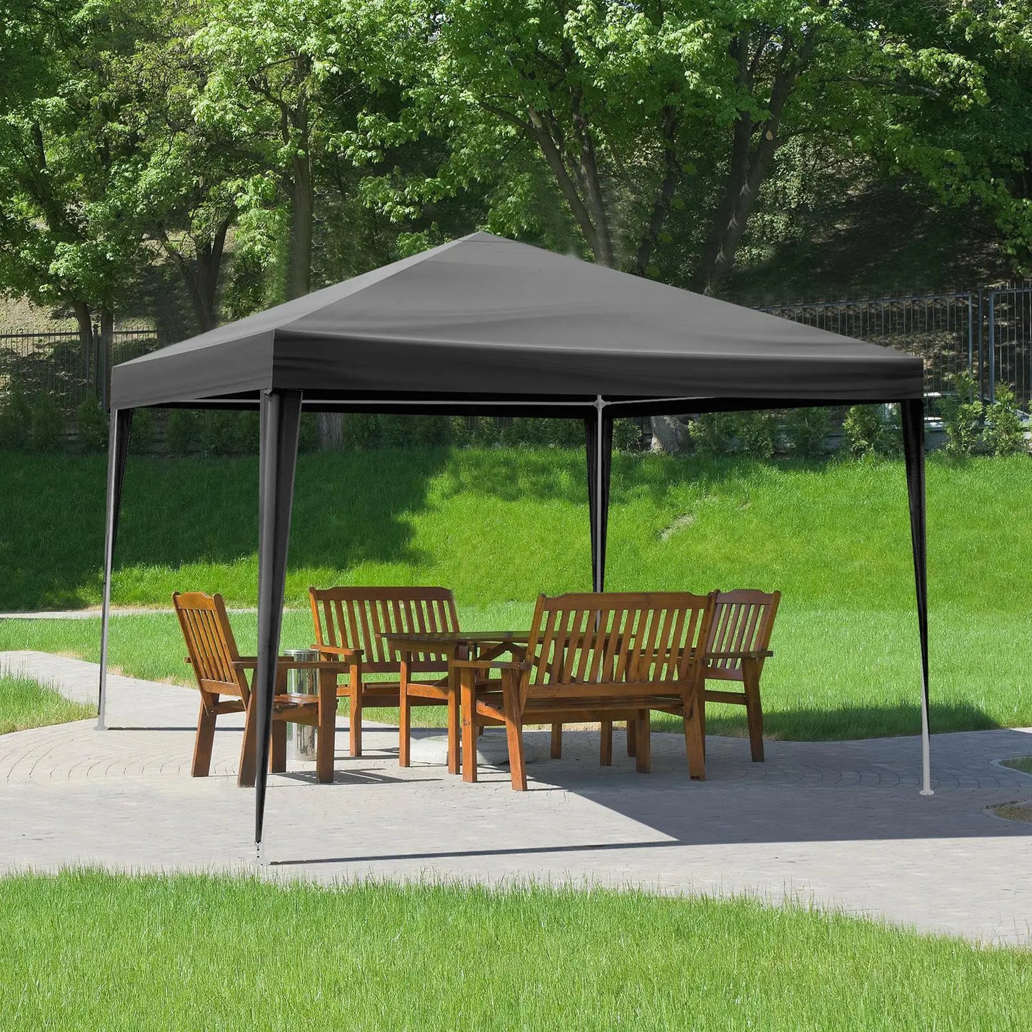 10x10 Waterproof Gazebo Canopy Tent for Outdoor Parties, Weddings & BBQ - Black Patio Shelter