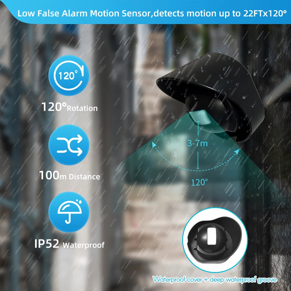 Multifunctional Wireless Driveway Alarm Waterproof Outdoor Motion Sensor Alarm 1 Receiver 2 Transmitters with 38 Chimes 200m/ 65