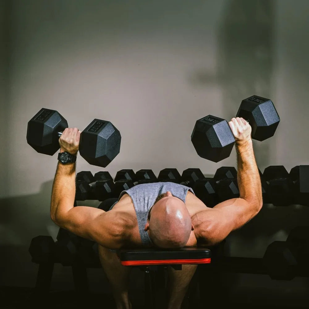 Dumbbell Set Rubber Encased Hex Dumbbell Weights Dumbbells Set Home Weight Set No Rack, A Pairs of 20 25 30, 35, 40 Dumbbells