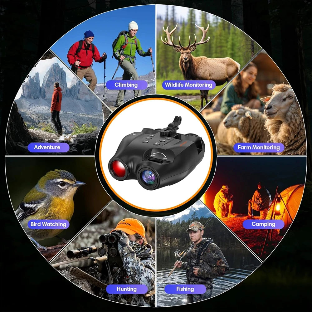 GTGUARD N4 Digital Night Vision Binoculars 1080P Full HD Infrared Hunting Camera 300M 5X Optical For Total Darkness Surveillance