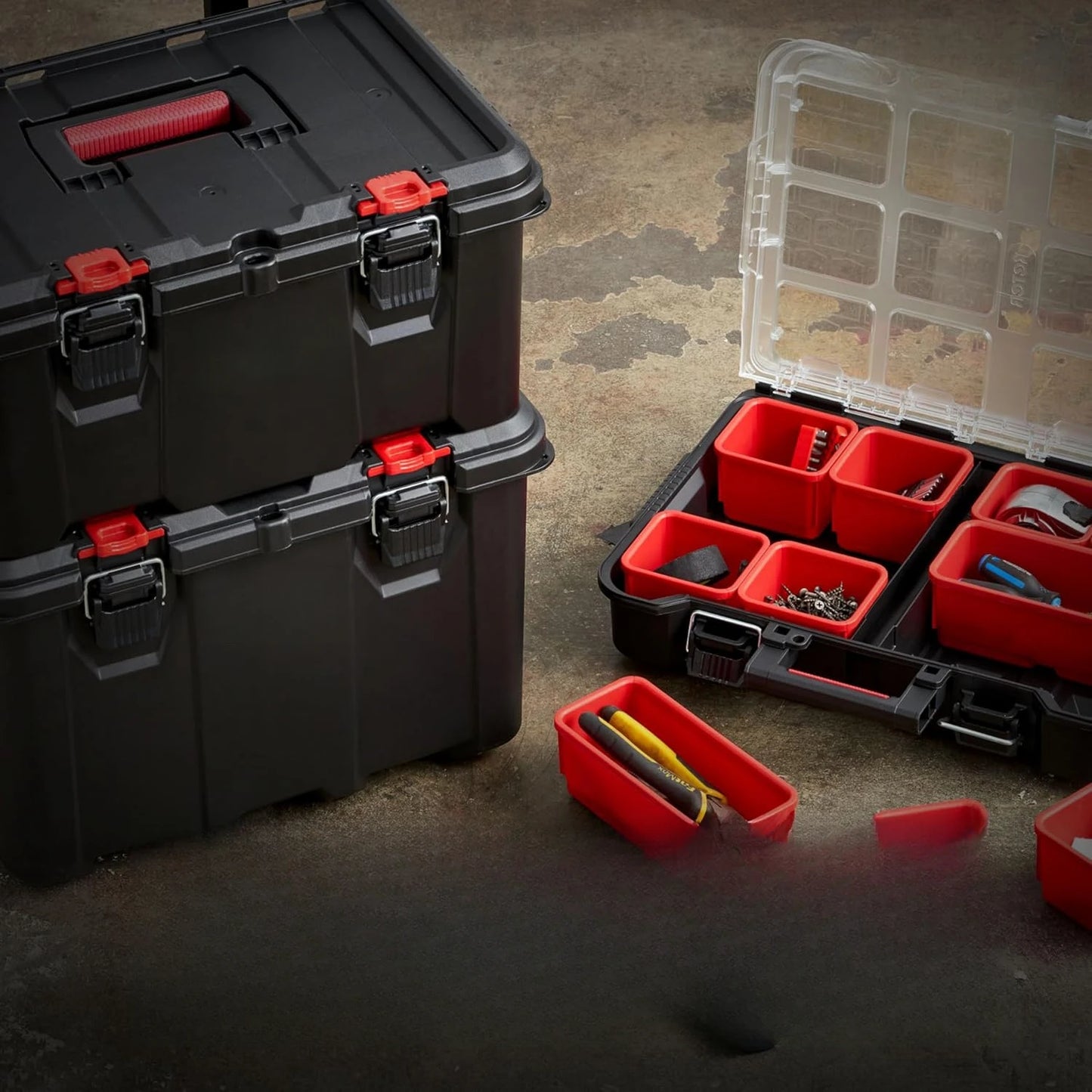 Modular Tools Organizer for Garage Storage and DIY, Resin Rolling Tool Box System for Small Parts