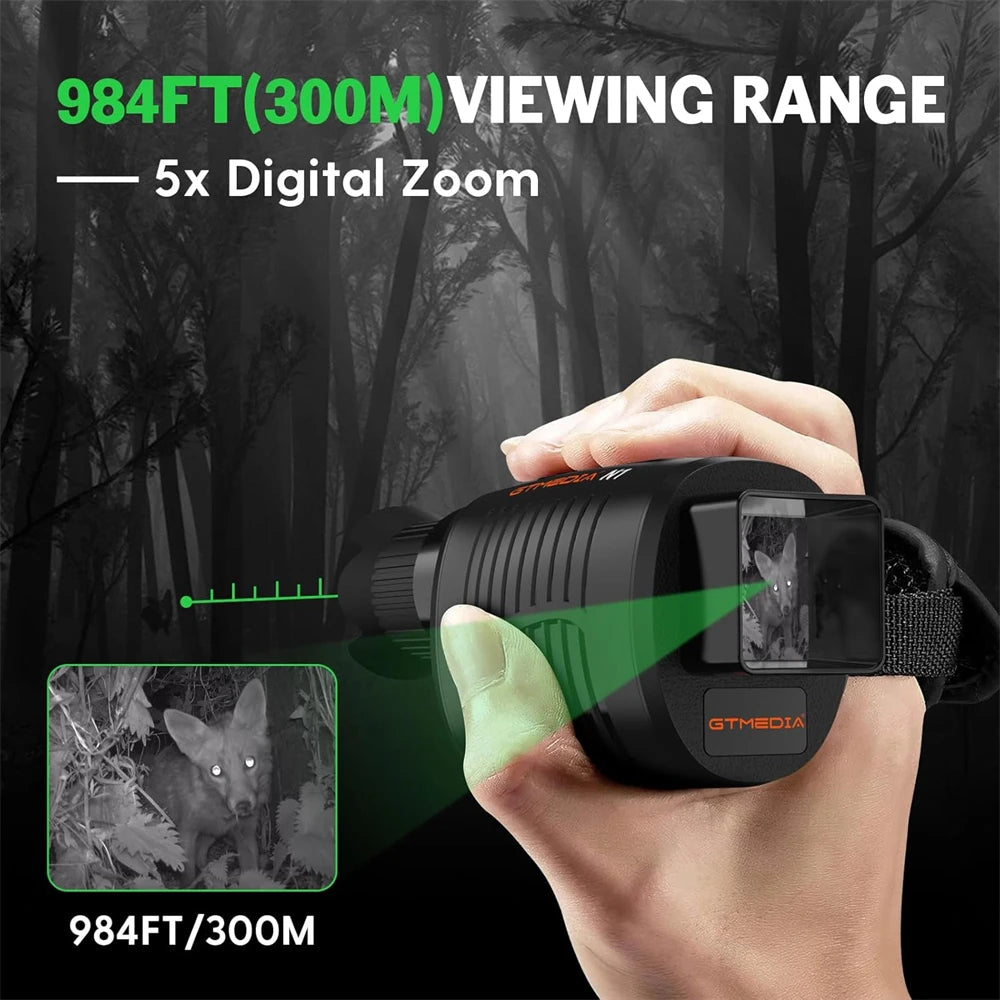 GTGUARD N1 1080P HD Monoculars LCD Screen Day/Night Vision Camera Telescope 300M Full Dark 5X Digital Zoom For Outdoors Hunting