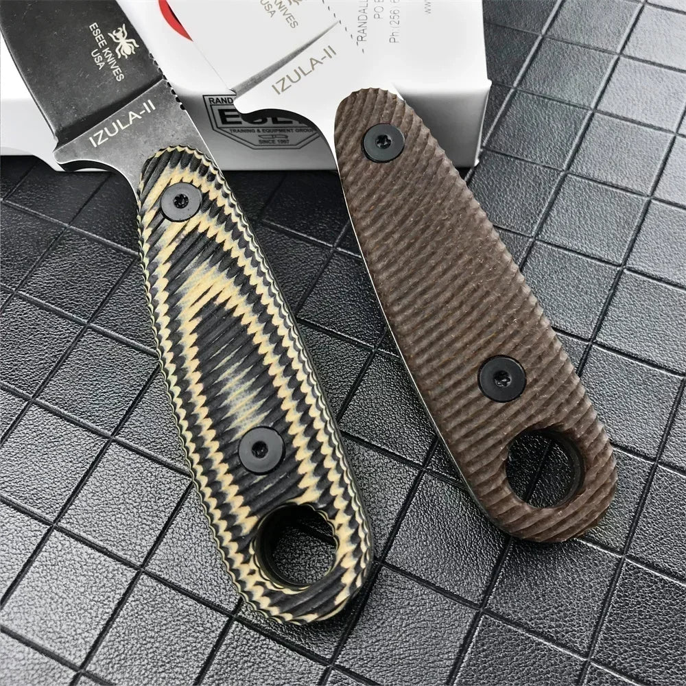 ESEE Izula Bushcraft Multi-purpose Fixed Blade Survival Knife D2 Steel G10 Handle with Rope Hole Sheath Outdoor Multitools Knife