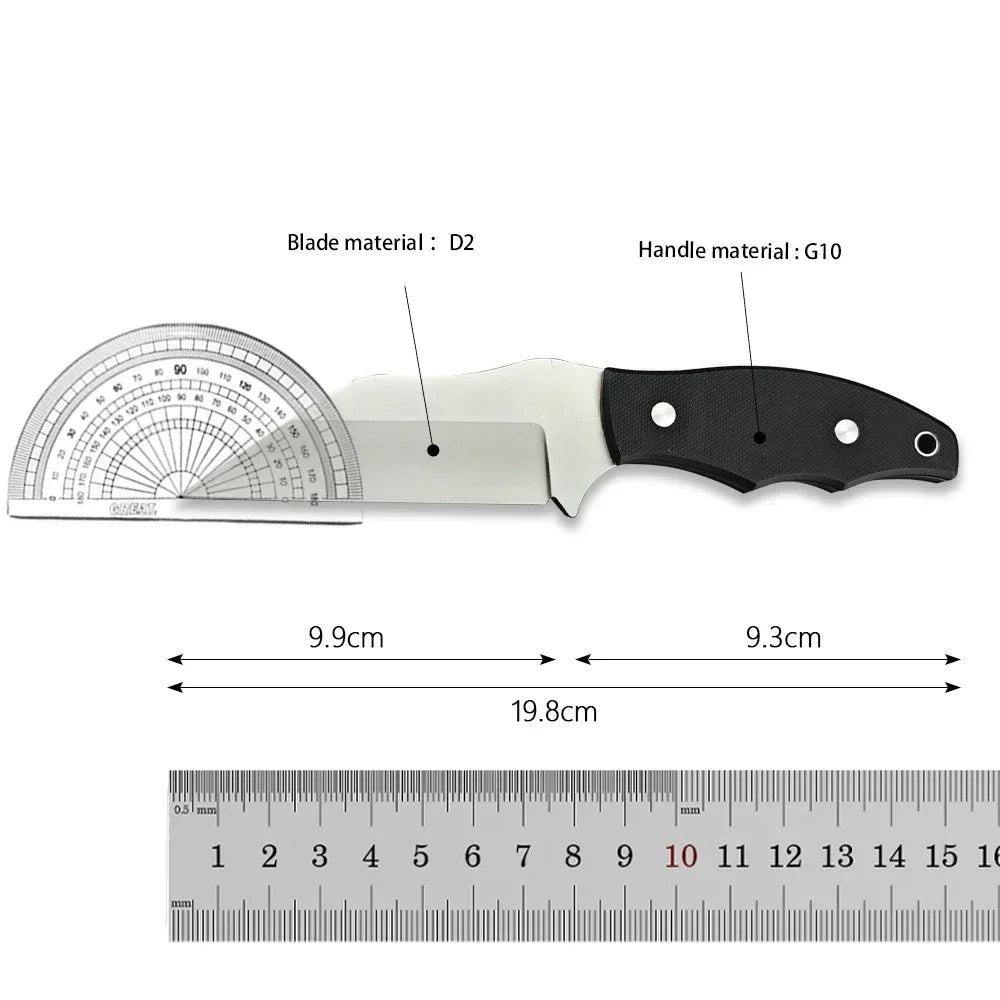FB09 High Hardness Small Straight Knife D2 Steel G10 Handle Outdoor Camping Portable EDC Tactical Hunting Knife Men's Gift