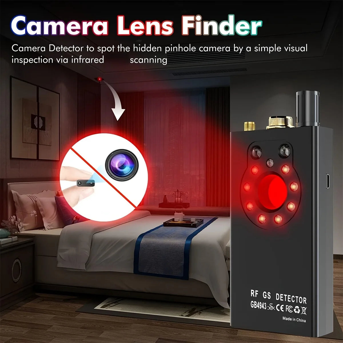 Hidden Camera Detectors Device Detector,Spy Detector,RF/Bug Signal Scanning/IR Mode Detection/Magnetic Field Detection
