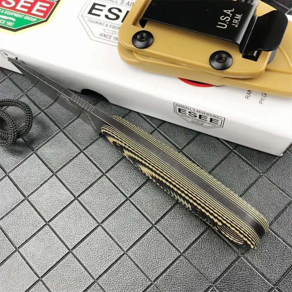 ESEE Izula Bushcraft Multi-purpose Fixed Blade Survival Knife D2 Steel G10 Handle with Rope Hole Sheath Outdoor Multitools Knife