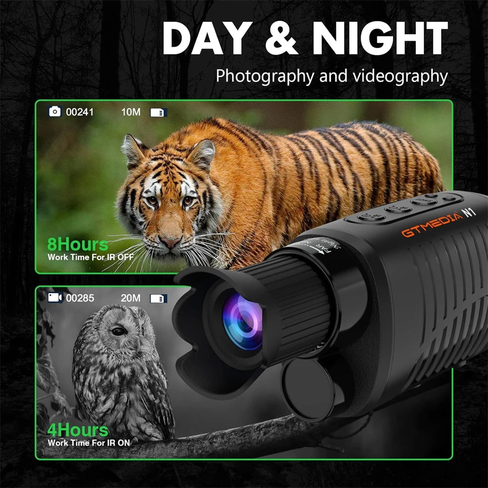 GTGUARD N1 1080P HD Monoculars LCD Screen Day/Night Vision Camera Telescope 300M Full Dark 5X Digital Zoom For Outdoors Hunting