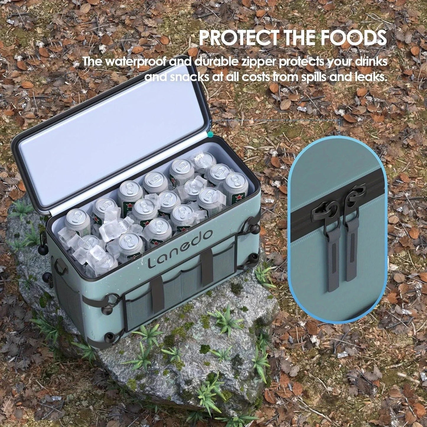 34/28-Can Lanedo Soft-Sided Cooler-Collapsible, Waterproof, Ice Chest or Travel Cooler for Food Shopping, Camping, Fishing