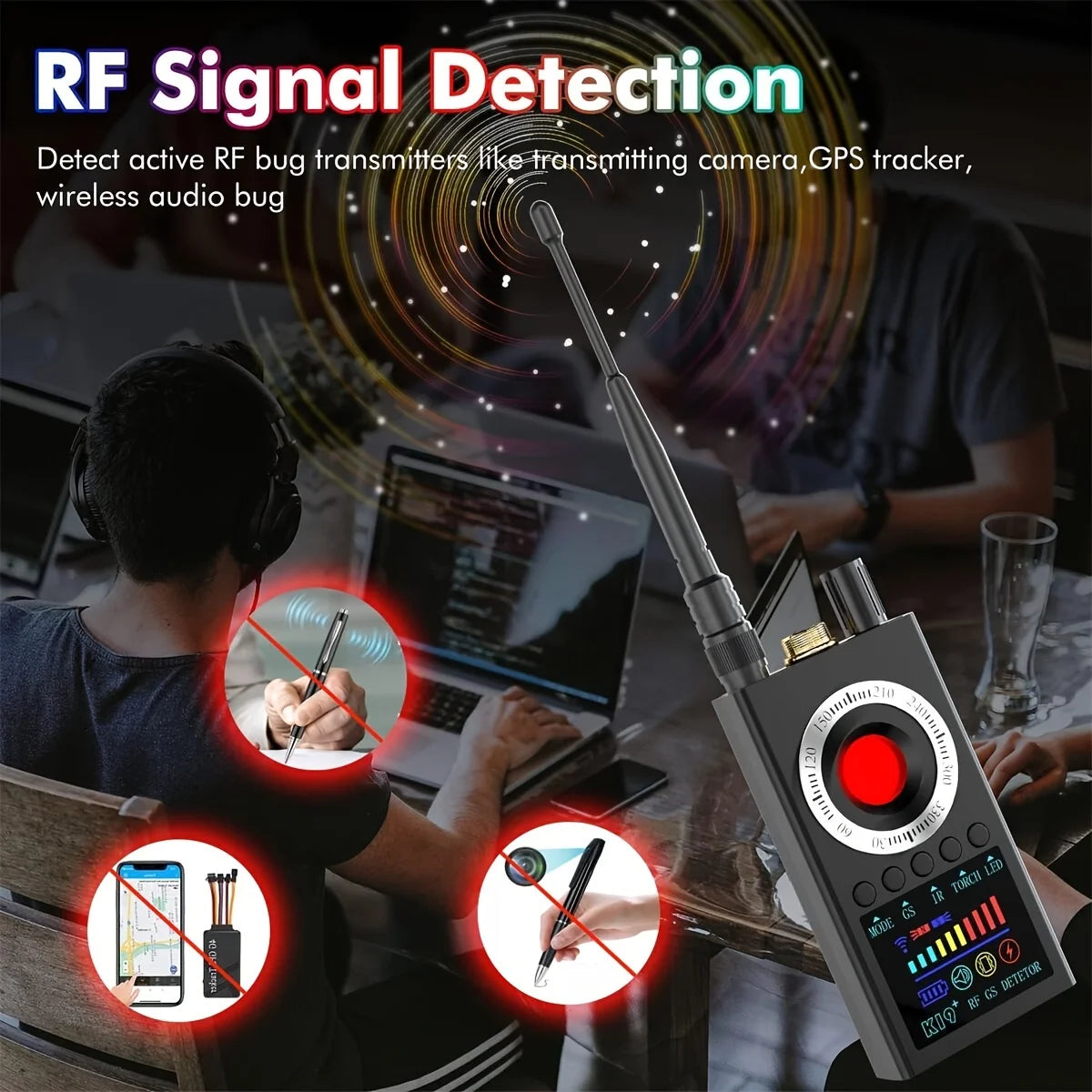 Hidden Camera Detectors Device Detector,Spy Detector,RF/Bug Signal Scanning/IR Mode Detection/Magnetic Field Detection