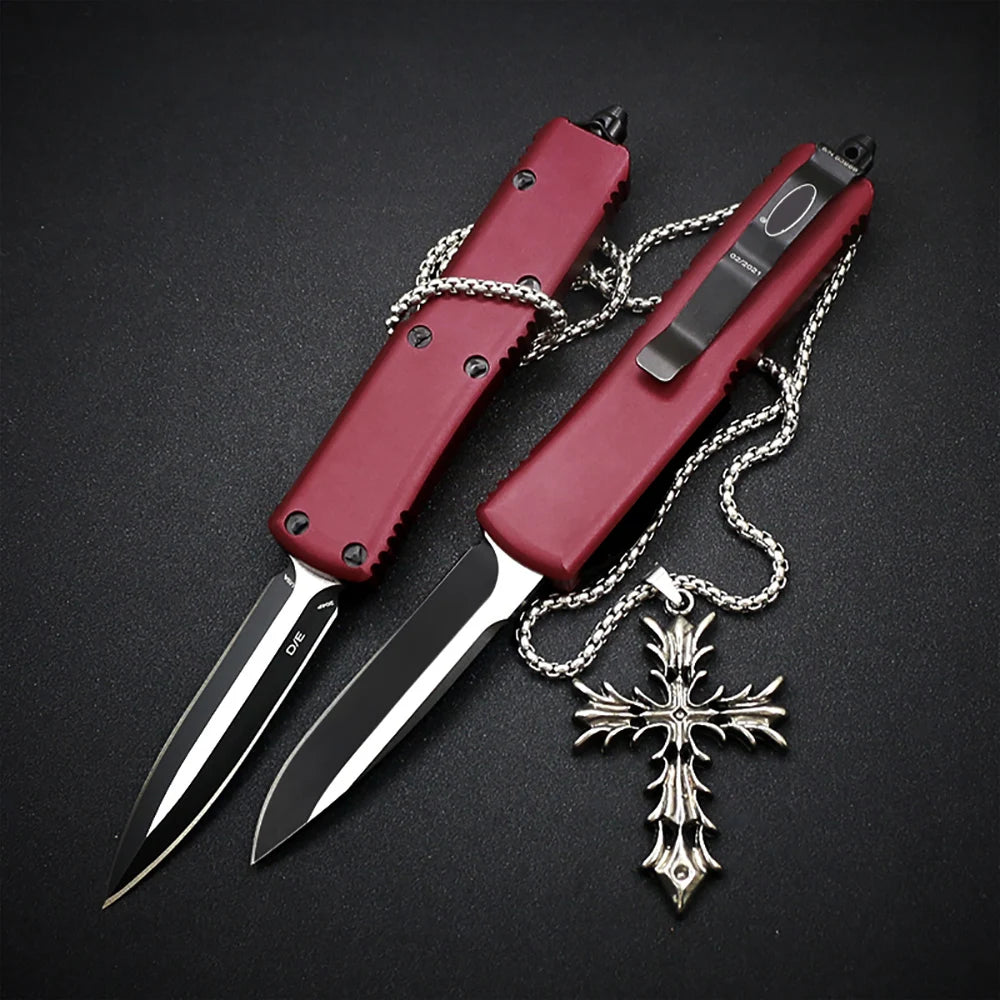 High Quality 7.8" UTX 85 Double-Edged Pocket Knife Aluminum Handle Camping Knives Accessory Knife For Men Gift