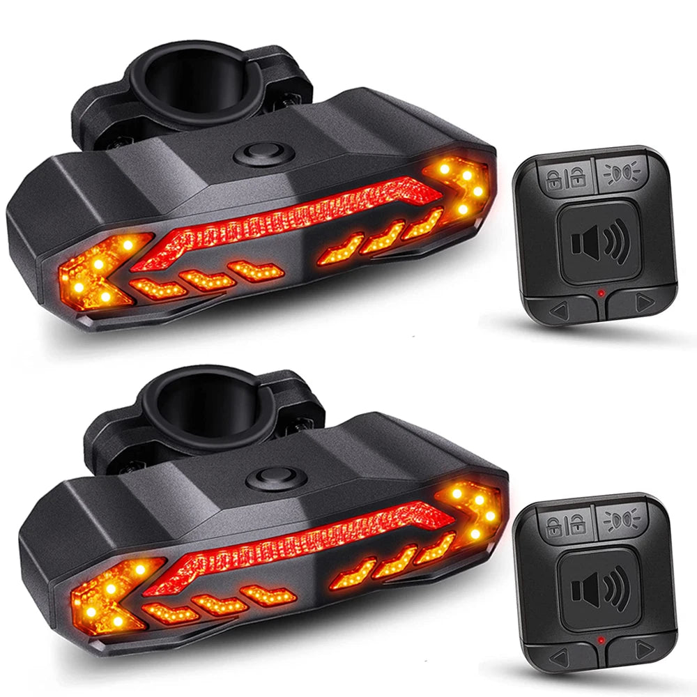 Elecpow Smart Bike Taillight Bike Anti Theft Alarm Horn With Remote Rechargeable Waterproof Bicycle Rear Lamp With Turn Signals