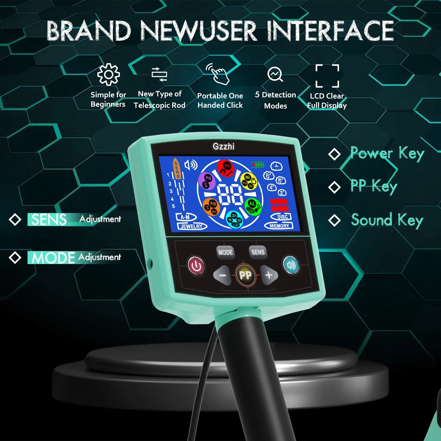 2024 New Underground Metal Detector Gold LCD Search Target ID Max Depth Treasure Hunting PinPointer Waterproof Locate Model