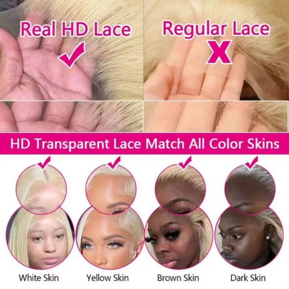 Blonde Body Wave Lace Front Wig HD Transparent 13x4 13x6 Frontal Human Hair 613 Pre Plucked Full Frontal Wigs 200% 40 46 Inch