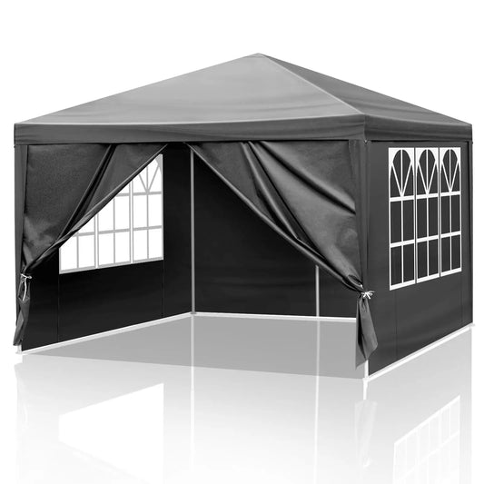 10x10 Waterproof Gazebo Canopy Tent for Outdoor Parties, Weddings & BBQ - Black Patio Shelter