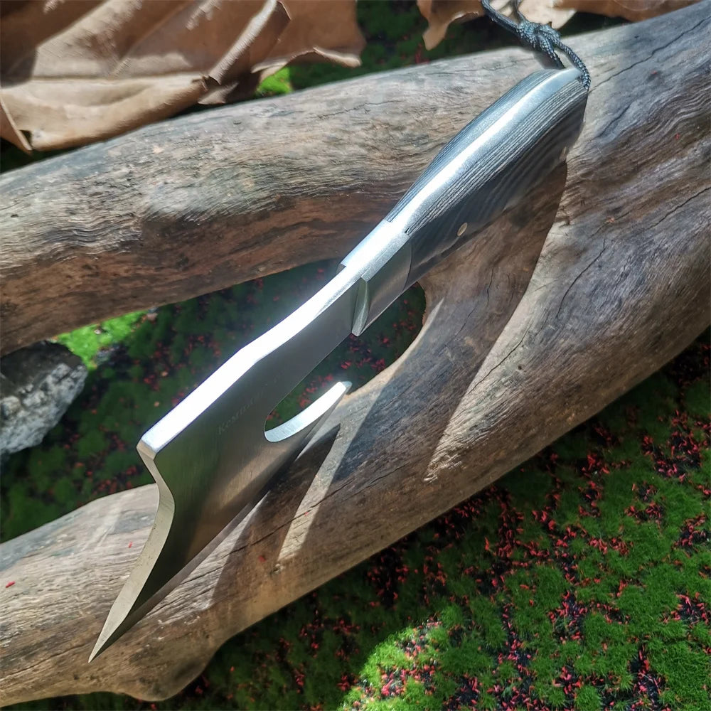 Portable Tactical Stainless Steel Camping Hunting Survival Axe with Colored Wooden Handle - Lightweight Outdoor Defense Tool