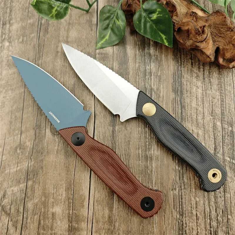 Straight BM 203BT Tactical Knife D2 Blade Linen Handle with Protective Sheath Portable Outdoor Camping Knives Gitfs for Men