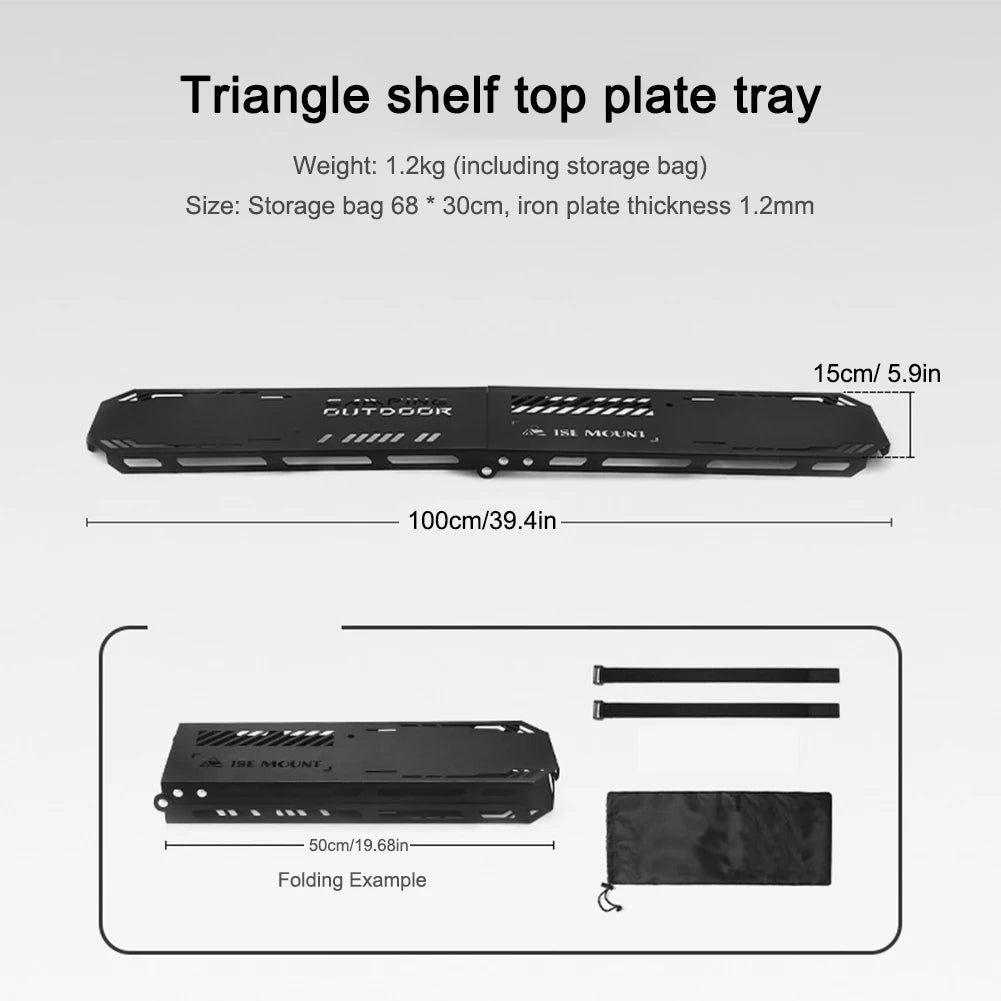 Foldable Camping Hanging Rack Top Plate Portable Tabletop Board High Strength Bending with Hanging Hole for BBQ Picnic Hiking