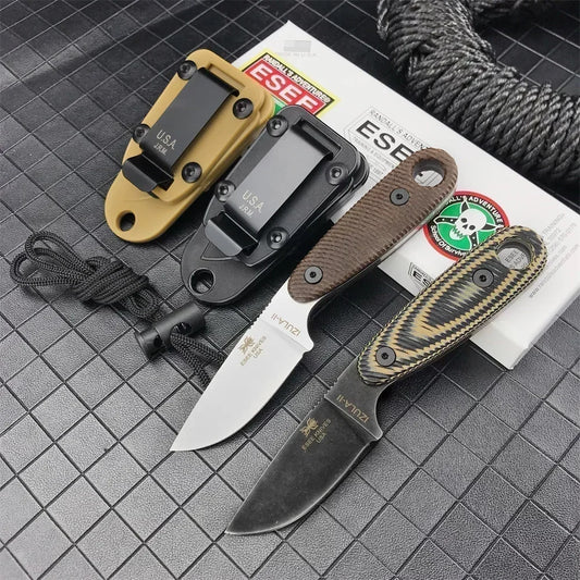ESEE Izula Bushcraft Multi-purpose Fixed Blade Survival Knife D2 Steel G10 Handle with Rope Hole Sheath Outdoor Multitools Knife