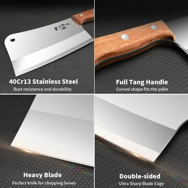 Heavy-Duty Butcher's Bone Cutting Knife-Thick Blade for Effortless Chopping, Large Bones-Professional-Grade Quality for Home Use