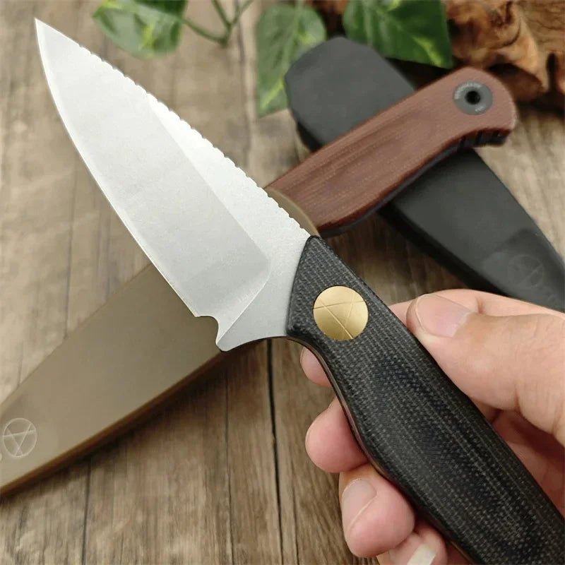 Straight BM 203BT Tactical Knife D2 Blade Linen Handle with Protective Sheath Portable Outdoor Camping Knives Gitfs for Men