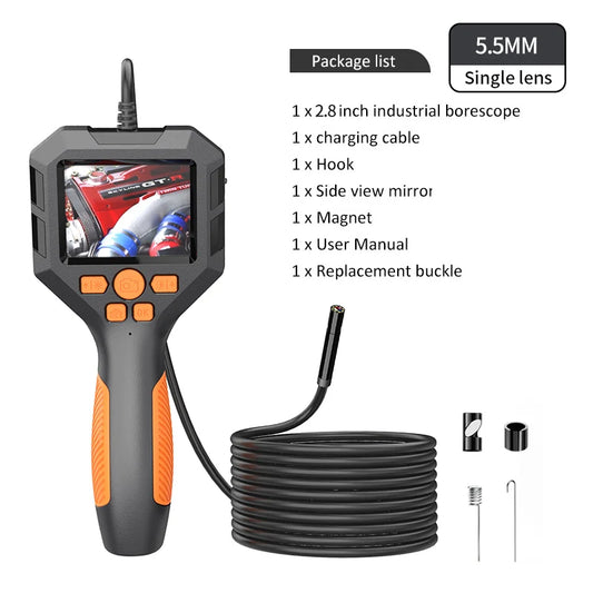 Endoscope Camera with Light 2.8 Inch Screen Scope Camera HD1080P 8MM Lens Pipe Inspection USB Borescope 8 LED 2600mAh