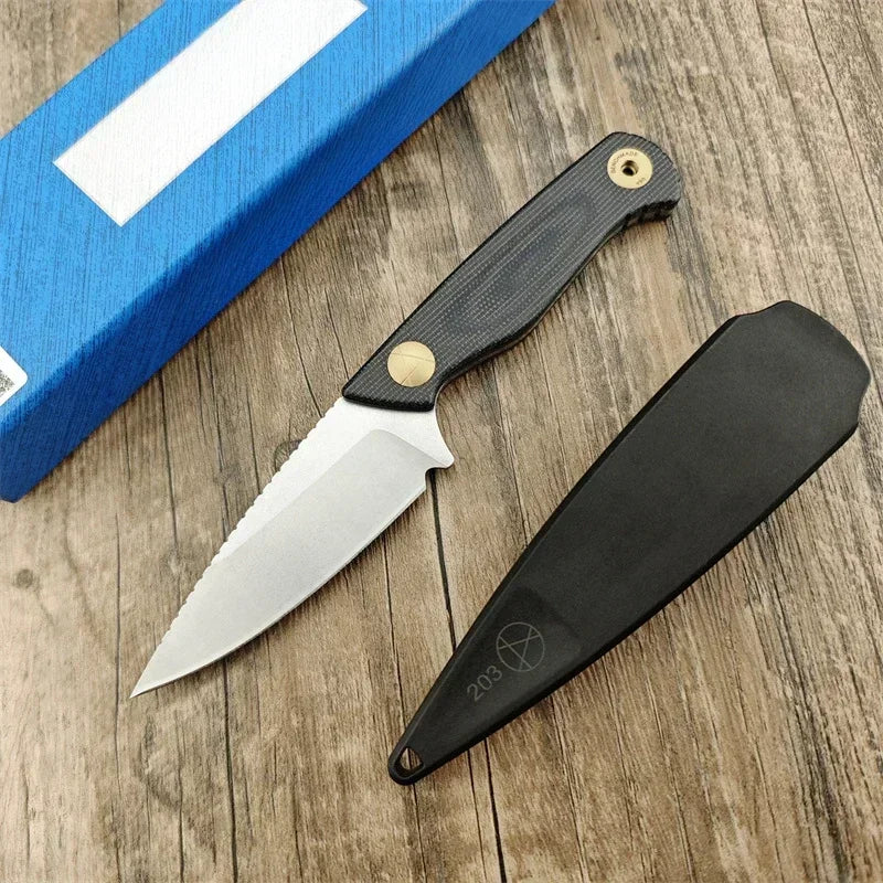 Straight BM 203BT Tactical Knife D2 Blade Linen Handle with Protective Sheath Portable Outdoor Camping Knives Gitfs for Men