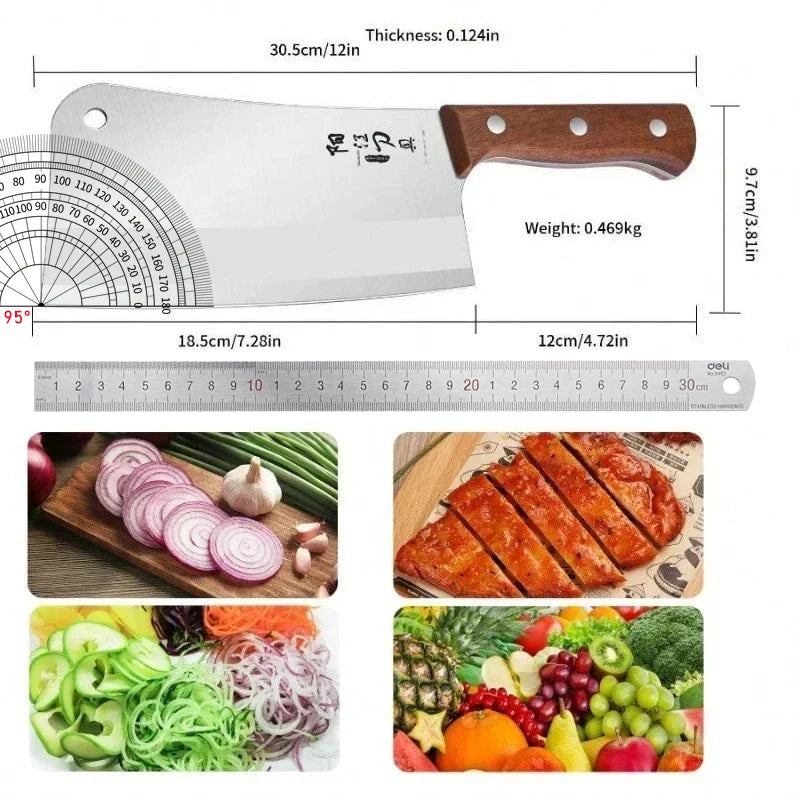Heavy-Duty Butcher's Bone Cutting Knife-Thick Blade for Effortless Chopping, Large Bones-Professional-Grade Quality for Home Use